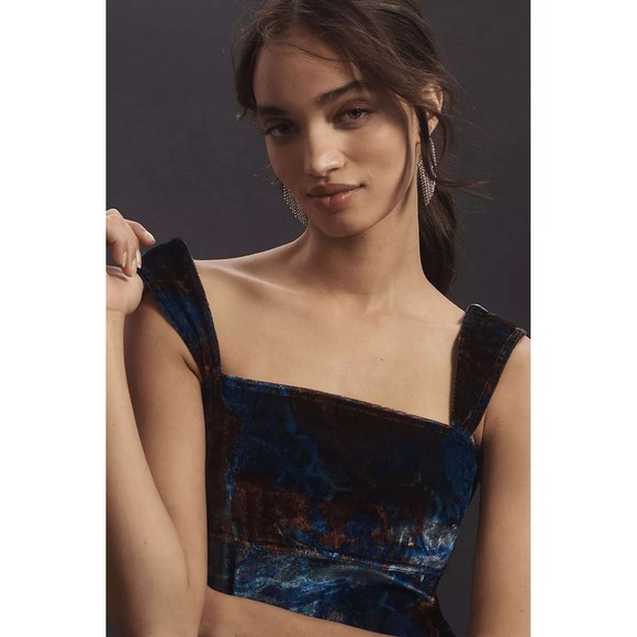 Pilcro Tops - Pilcro Velvet Cropped Tank Top in Blue and Brown